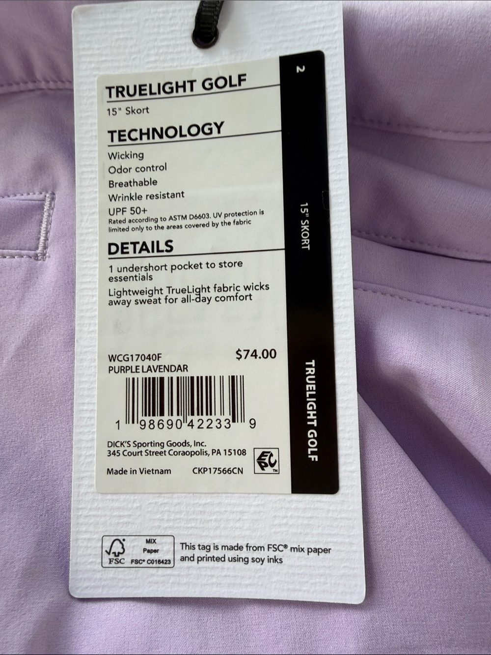 CALIA Truelight Golf Women’s Skort-Size 2 - Purple Lavendar - Picture 6 of 8